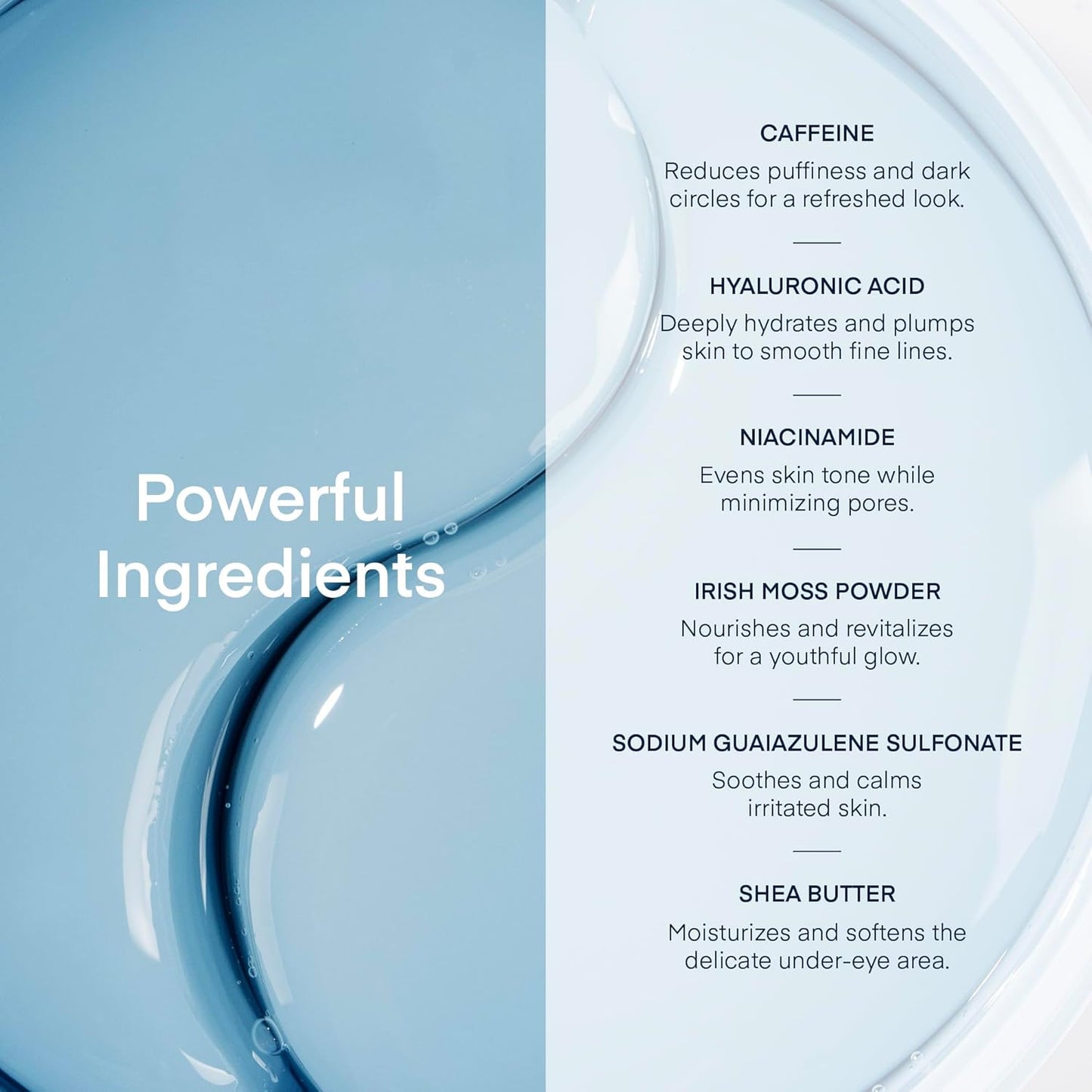Korean Hydrating Eye Patches for Dark Circles, Puffiness & Wrinkles –  with Caffeine, Hyaluronic Acid & Niacinamide