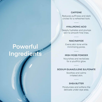 Korean Hydrating Eye Patches for Dark Circles, Puffiness & Wrinkles –  with Caffeine, Hyaluronic Acid & Niacinamide