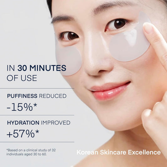 Korean Hydrating Eye Patches for Dark Circles, Puffiness & Wrinkles –  with Caffeine, Hyaluronic Acid & Niacinamide